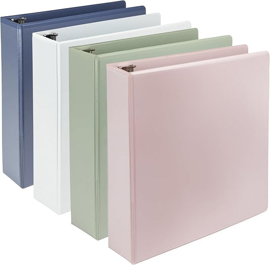 Samsill Plant-Based 2 Inch Durable D-Ring, Made in USA, View Binder, Eco-Friendly, USDA Certified Biobased, 4 Pack, Boho Assortment