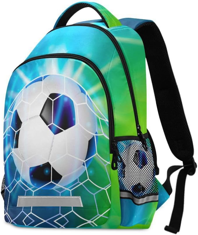 Soccer Ball Football on Field Backpack for Boys Girls Elementary School Bag Kids Bookbag Travel Rucksack