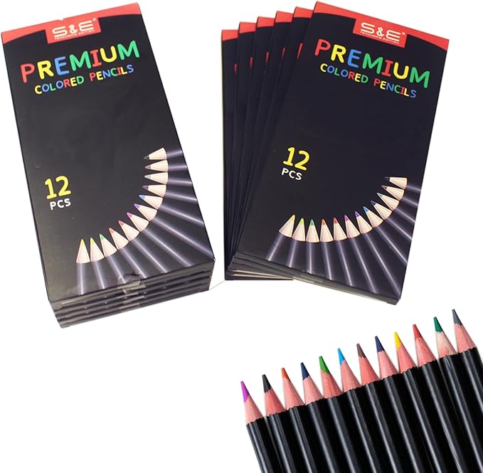 S & E TEACHER'S EDITION Colored Pencils 144Pcs, Pre-sharpened Super Soft Core Lead Coloring, Kid's Colored pencils,In Drawing Pencils, Woodcase Lead Pencils, Kids Bulk Back to School Supplies