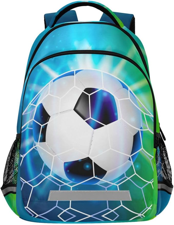 Soccer Ball Football on Field Backpack for Boys Girls Elementary School Bag Kids Bookbag Travel Rucksack