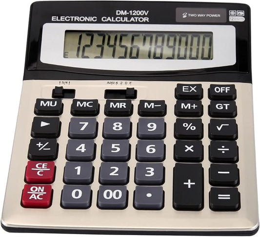 Large Desktop Calculator with 12-Digit Widescreen Display and Large Plastic Buttons for Easy Operation and Viewing