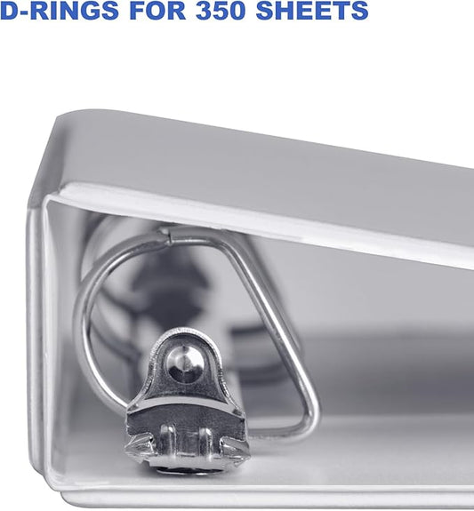 3 Ring Binder 1-1/2 Inch, ViVin Sturdy 1.5"-Slant D Ring Binder with 2 Interior Pockets, Clear View Cover, PVC-Free, Fits 350 Sheets of US Letter Size Paper (6 Pack, White)