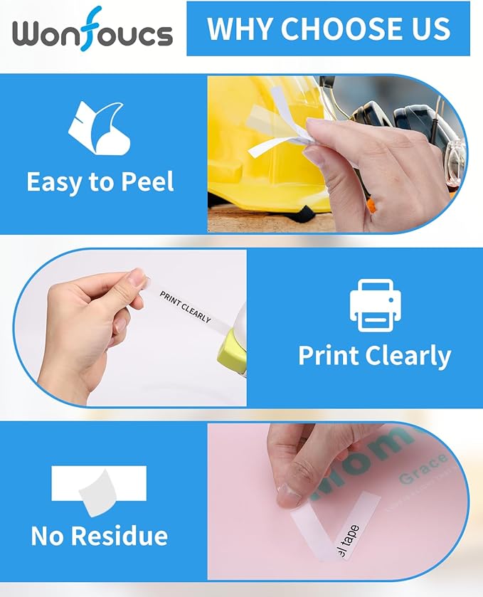 Wonfoucs TZe-121 Clear Label Maker Tape Replace for Brother P-Touch 9mm 0.35" Laminated TZ Tape TZe121 TZ-121 TZ121 Work with Brother Label Printer PTD210 PTD220 PTD202 PTD200 PTH110, 8m, 4-Pack