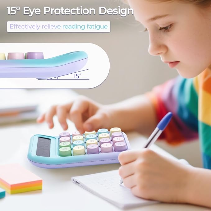 M&G Mechanical Switch Calculator, 10 Digit Basic Desk Calculator, Large LCD Display and Big Buttons, Cute Small Calculators Gift for Children Students Teacher