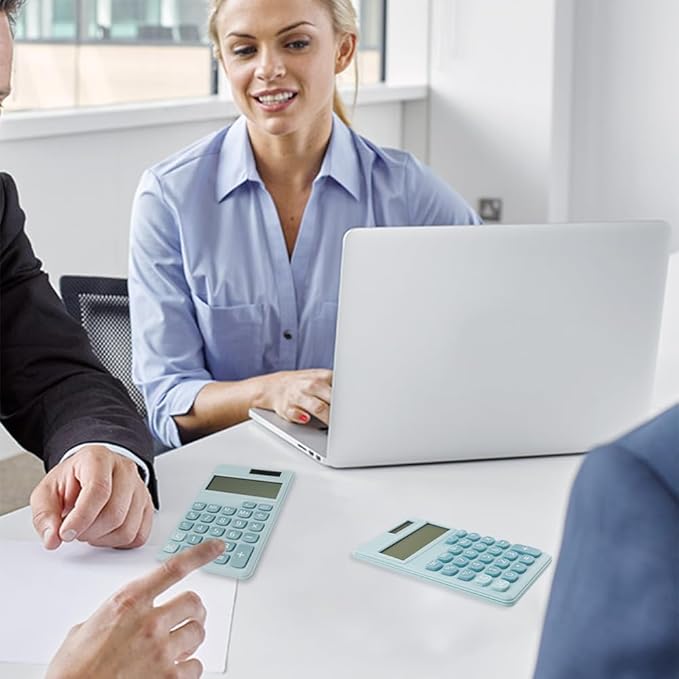 Solar Calculator,Mini Calculator Basic Calculators School for Students Pocket Calculators Blue Office Gadgets Office Supplies for Women Men