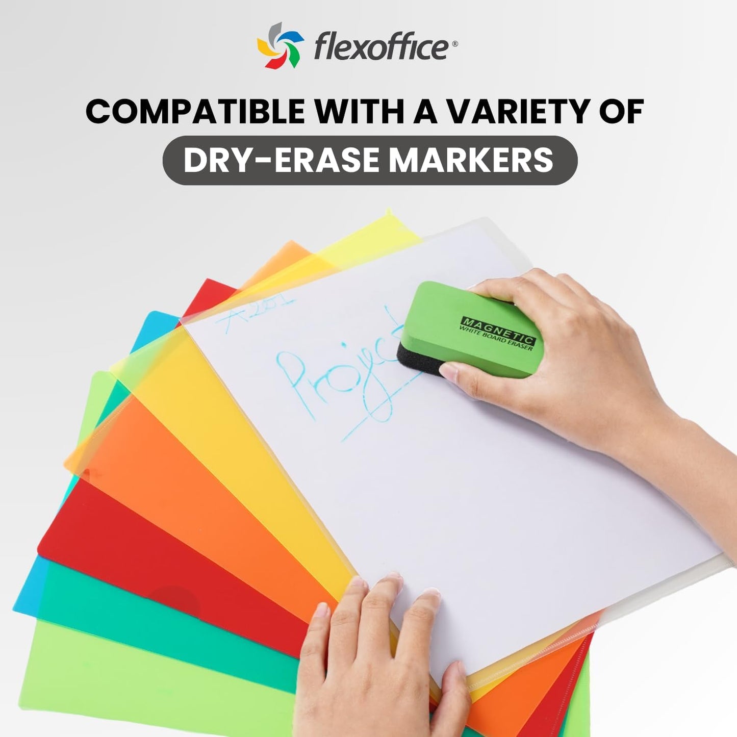 Letter Sized Poly Sleeves - 48 Pack, 6 Assorted Colors, Heavyweight for Sheets 8.5"x11", Project Pockets, Plastic Sleeves for documents Folders with L-Type, Page Protectors, Acid-Free