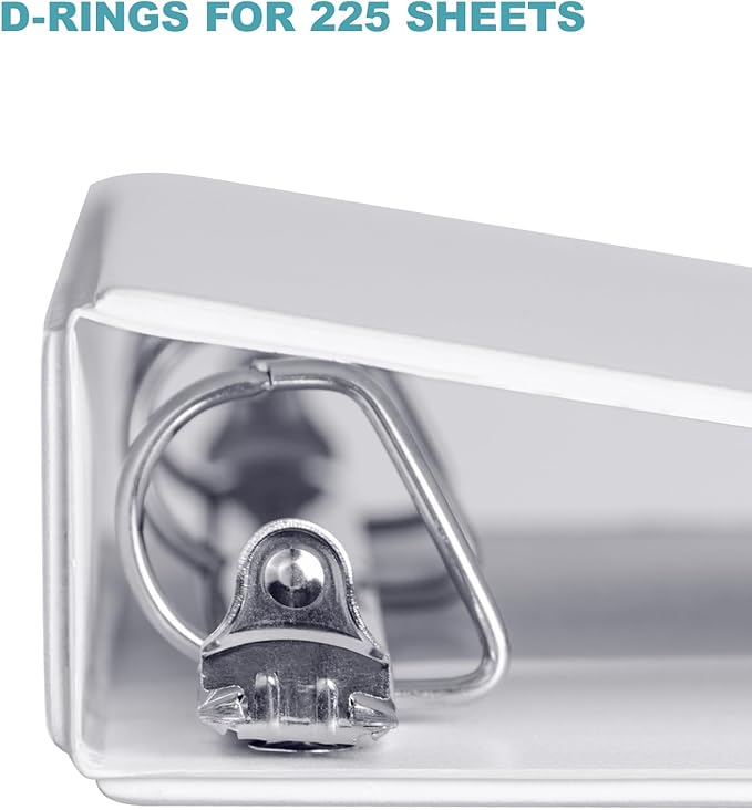 3 Ring Binder 1 Inch, ViVin Sturdy 1"-Slant D Ring Binder with 2 Interior Pockets, Clear View Cover, PVC-Free, Fits 225 Sheets of US Letter Size Paper (12 Pack, White)