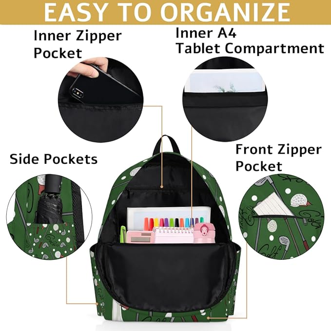 Golf Sport Kids Backpack for Boys Girls Sport Golf Ball Preschool Toddler Backpack Kindergarten Nursery Bookbag Travel Children Lightweight School Bag