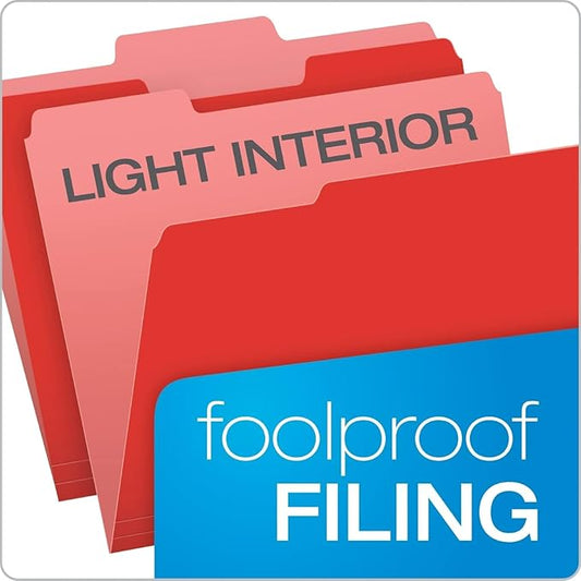 Pendaflex Colored File Folders Letter Size - 240 Pack of 12 Assorted Color Folders for Documents - 1/3-cut Tabs