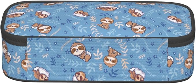 Cute Sleep Sloth Large Pencil Case With Zipper Compartments Stationery Pencil Bag For Kids Teens Students School Supplies