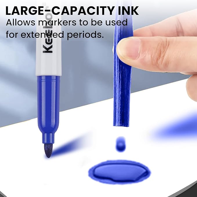 Dry Erase Markers Fine Tip, 3 Assorted Colors, 72 Pack Low-Odor Whiteboard Markers, Office Supplies