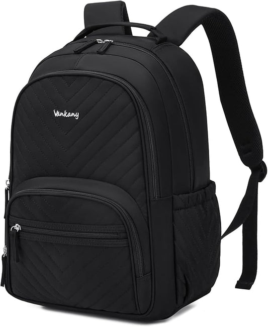 Backpack for Girls, Schoolbag for Middle School High School, 15.6in Laptop Backpack Bookbag for College Women Big Student Travel, Black