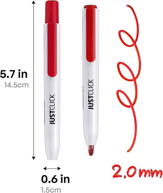 carrotez Retractable Dry Erase Markers, Click Dry Erase Whiteboard Markers, Bullet Tip, Thin Barrel, 12 Count, Red