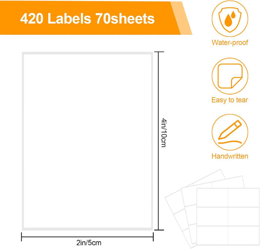Joyberg Storage Box Labels, 420 Pcs, 2''x4'', Removable, Tear-Resistant, No Residue, for Bottles, Jars, School, Home, Business Organizing
