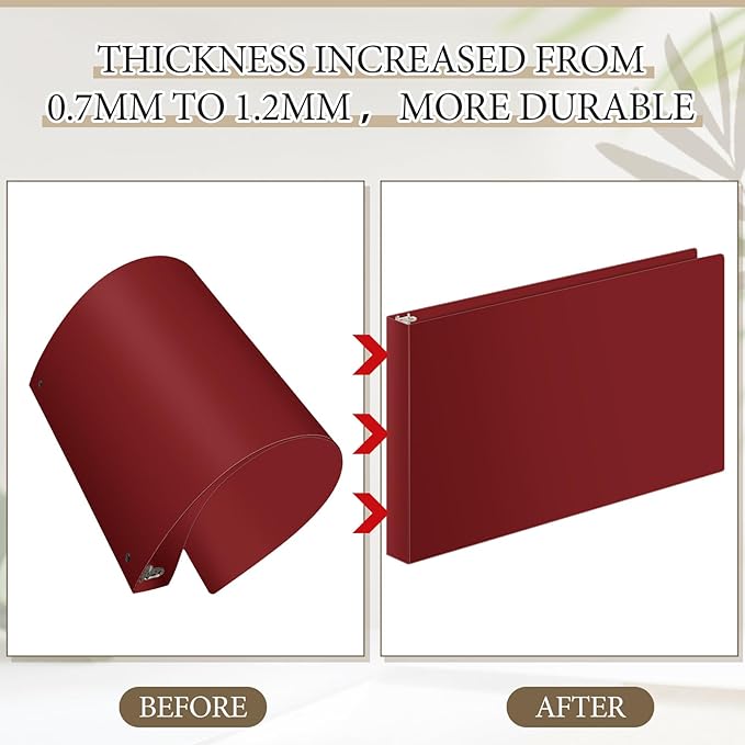 4 Pcs 11 x 17 Inch 3 Ring Binders 2 Inch Rings Heavy Duty View Plastic Flexible D Ring Binders Economy Holds 11" x 17" Paper for Artwork Blueprints, Office, Home, Work Places(Red)