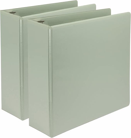 Samsill Plant-Based 3 Inch Durable D-Ring, Made in USA, View Binder, Eco-Friendly, USDA Certified Biobased, 2 Pack, Sage Green