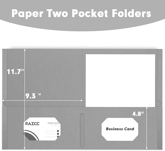 Two Pocket Folders, 75 Pack, Letter Size, Grey