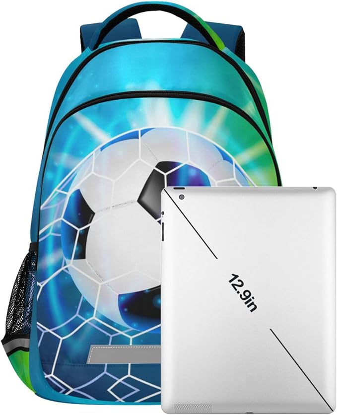 Soccer Ball Football on Field Backpack for Boys Girls Elementary School Bag Kids Bookbag Travel Rucksack