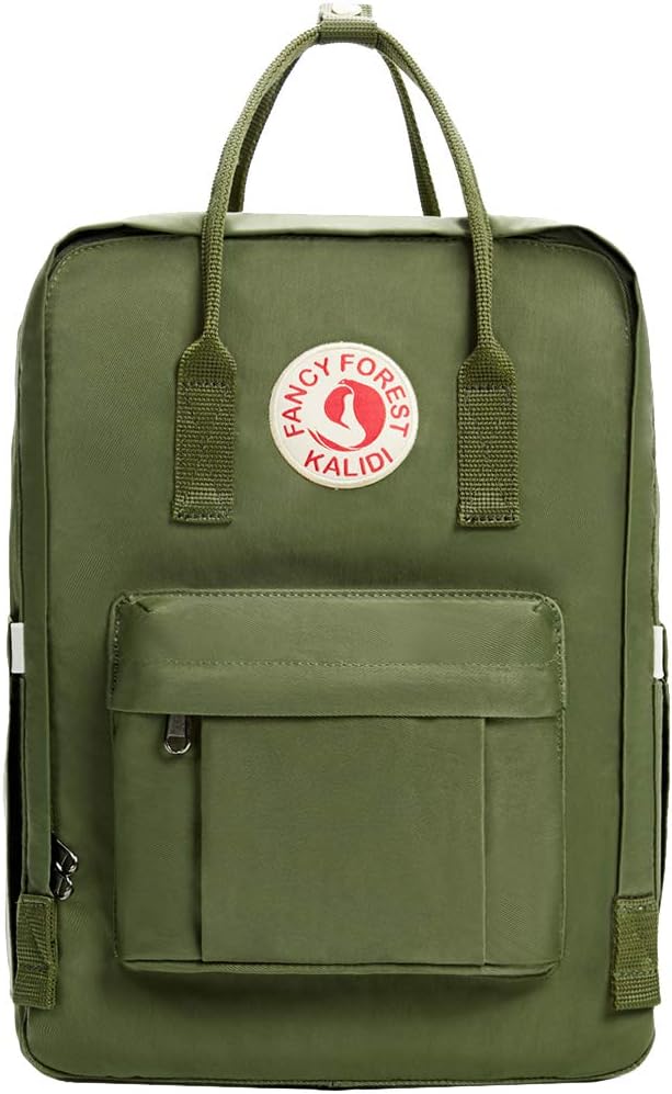 KALIDI Casual Laptop Backpack 15 Inches Classic Camping Rucksack Travel Outdoor Square Daypack College Hiking Gym Bag, Army Green
