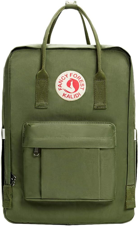 KALIDI Casual Laptop Backpack 15 Inches Classic Camping Rucksack Travel Outdoor Square Daypack College Hiking Gym Bag, Army Green
