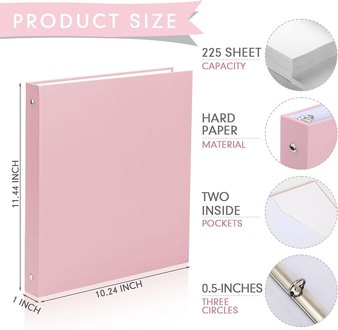 Ctosree 10 Pack Colored 3 Ring Binder with 2 Pockets Hardcover Loose Leaf Binder for Women Men Teacher Student School Office Home Supplies, Fits 11 x 8.5 Size Paper, 10 Colors(0.5",Fantasy Color)