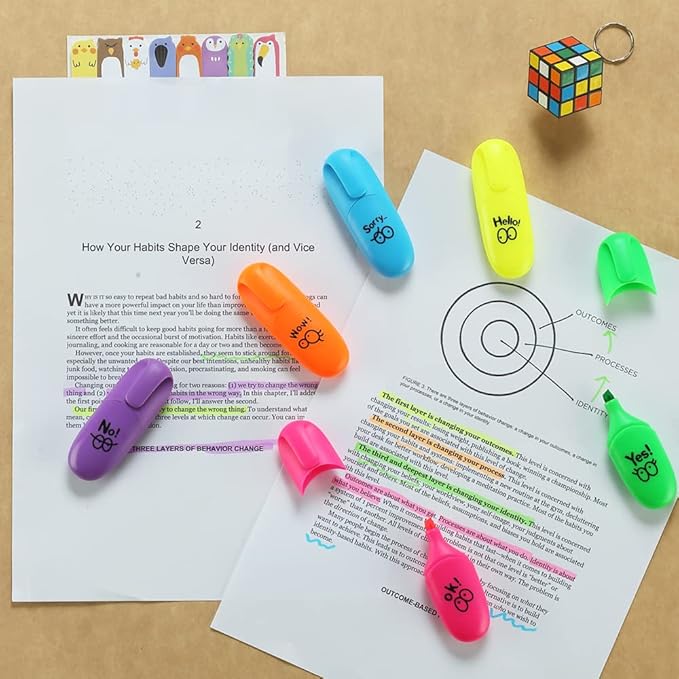 12 pieces Assorted Colors Aesthetic Highlighters Chisel Tip Kawaii Stuff Gift Mini Highlighters Pen