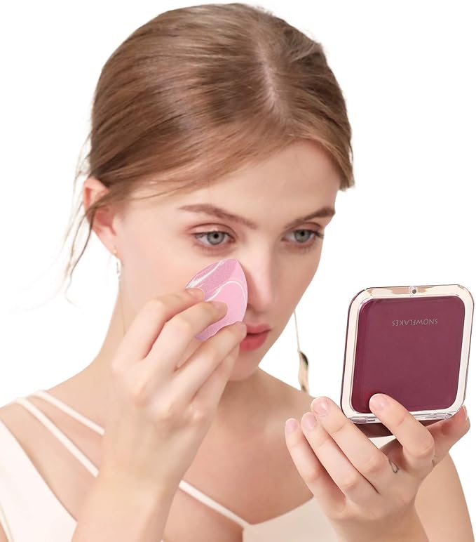 Magnifying Compact Mirror - Snowflakes Elegant Compact Pocket Mini Makeup Mirror Double Sided 1x/10x Magnification Cosmetic Mirrors Handheld Portable for Travel and Purses (Purple)