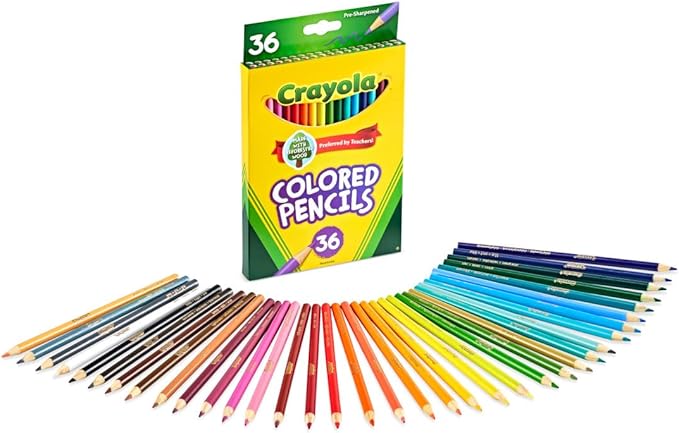 Crayola Colored Pencils (36ct), Kids Pencil Set, Back to School Essentials, Must Have Classroom Supplies for Kids, Pre-Sharpened Coloring Book Pencils, 3+