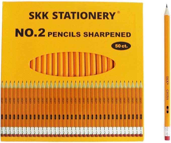 SKKSTATIONERY 600Pcs 2 HB Pencils Pre-sharpened pencils Set, Woodcase Lead Pencils Sharpened for Back to School Teacher Supplies, Writing, Drawing and Sketching 50 Pcs*12 Boxes