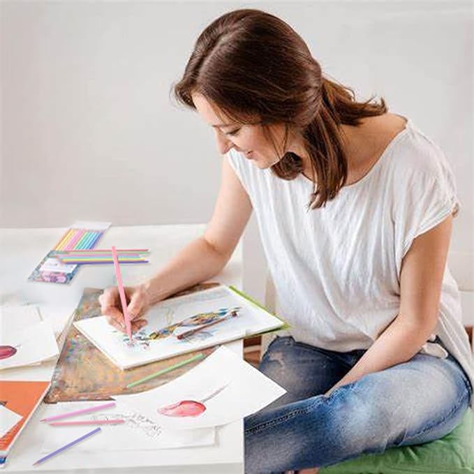 ECOTREE Stocking Stuffers, Macaron Colored Pencils, Soften Wood, Pastel Coloring for Adult and Kids, Art Supplies for School, Coloring, Drawing, Shading, 12 Count