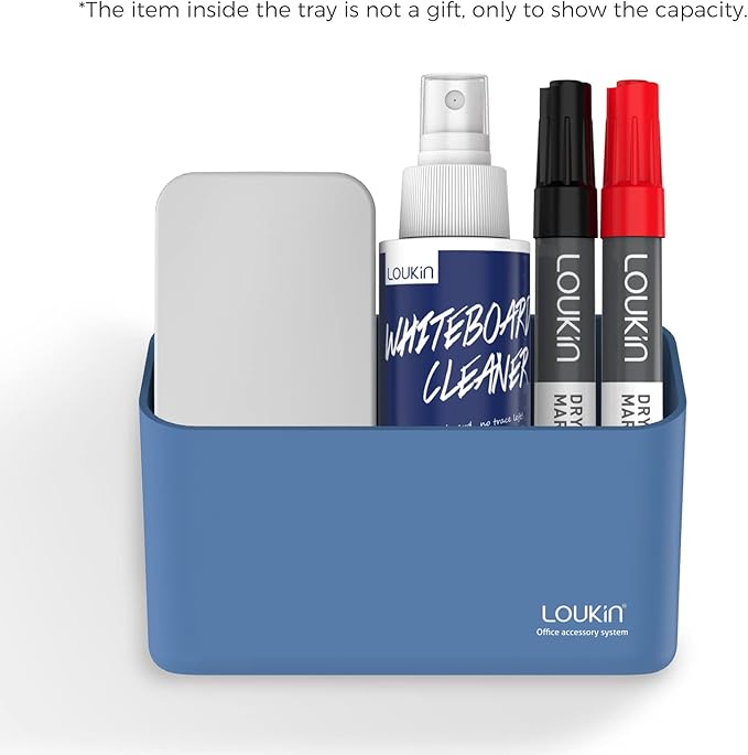 loukin Magnetic Marker Holder, Dry Erase Marker Holder, Remote Control Holder, Magnetic Storage Organizer for Whiteboard or Refrigerators (Blue)