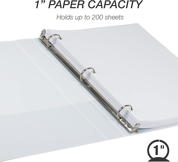 Samsill Plant-Based 1 Inch Durable Round Ring, Made in USA, View Binder, Eco-Friendly, USDA Certified Biobased, Single, White