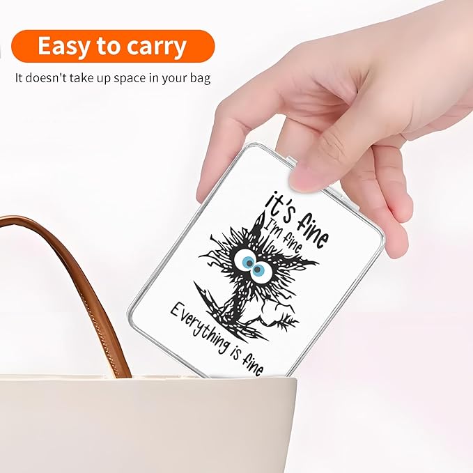 Compact Pocket Mirror, Cute Travel Mini Mirror with Magnification, Foldable Double-Sided Portable Cosmetic Mirror for Men, Women Fine Cat