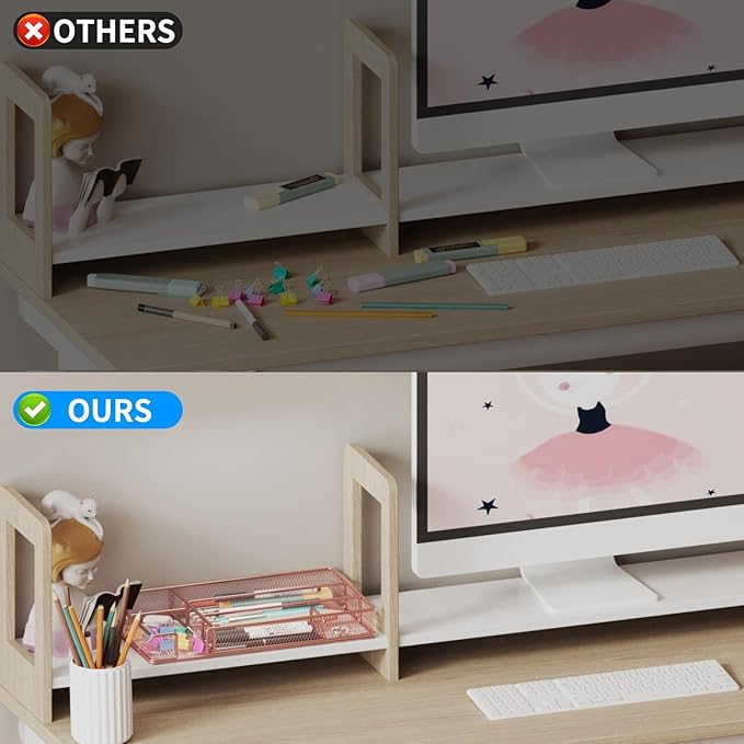 Desk Drawer Organizer Tray, Mesh Desk Organizer, Office Drawer Organizer, Desk Accessories & Workspace Organizers, Suitable for Tools, Pencils, Office Supplies Storage (Rose Gold)