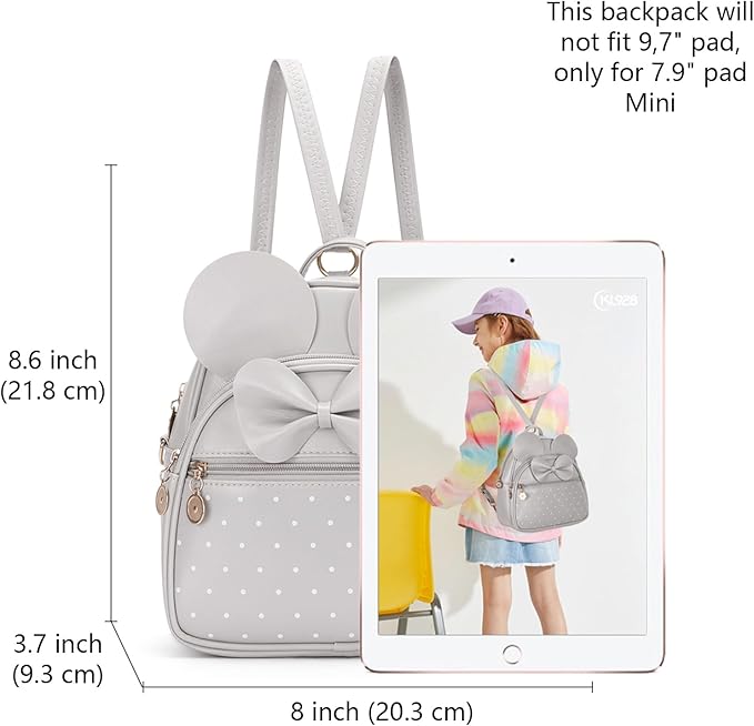 KL928 Girls Bowknot Polka Dot Cute Mini Backpack Small Daypacks Convertible Shoulder Bag Purse for Women