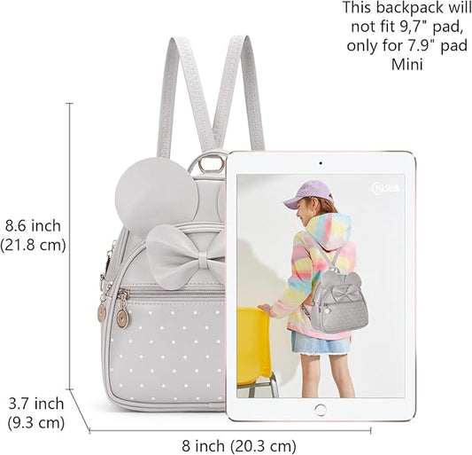 KL928 Girls Bowknot Polka Dot Cute Mini Backpack Small Daypacks Convertible Shoulder Bag Purse for Women