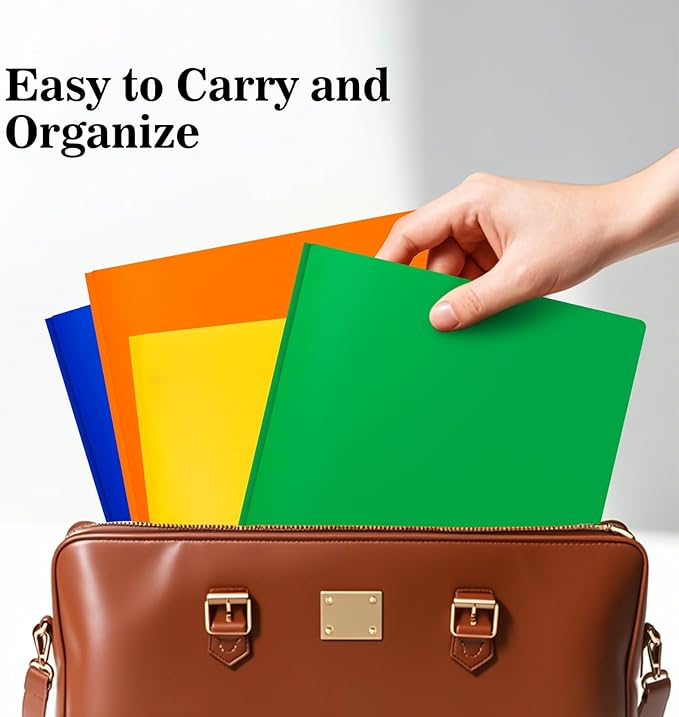 2-Pocket Folders with 3 Prongs,60-Pack Plastic Folders with Pockets and Prong Holds Letter Size Paper, Plastic Pockets Folder for School, Office and Home, Green