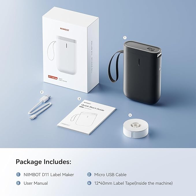 DEEPIN Label Maker Machine Portable Bluetooth Label Maker with Tape, Thermal Label Printer Multiple Templates for Phone, Mini Label Sticker Printer for Business Office Organization Black