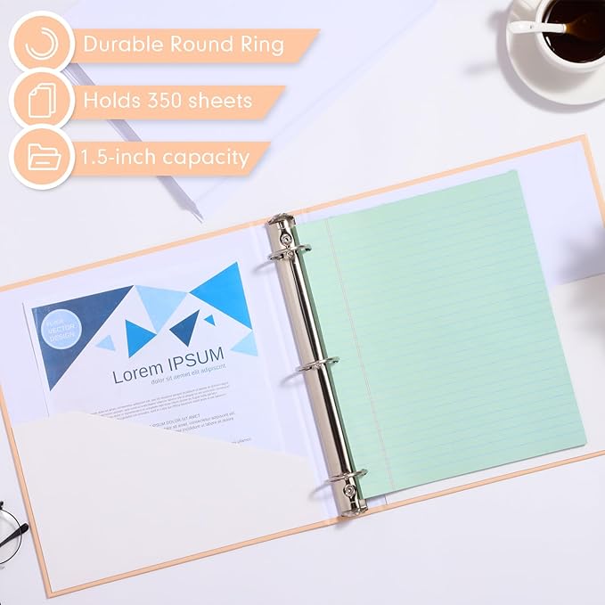 Ctosree 10 Pack Colored 3 Ring Binder with 2 Pockets Hardcover Loose Leaf Binder for Women Men Teacher Student School Office Home Supplies, Fits 11 x 8.5 Size Paper, 10 Colors(1.5",Fantasy Color)