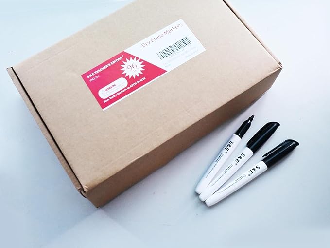 S & E TEACHER'S EDITION 96 Pcs Dry Erase Markers, Black with Low-Odor Ink, Black Whiteboard Markers for School, Office, or Home