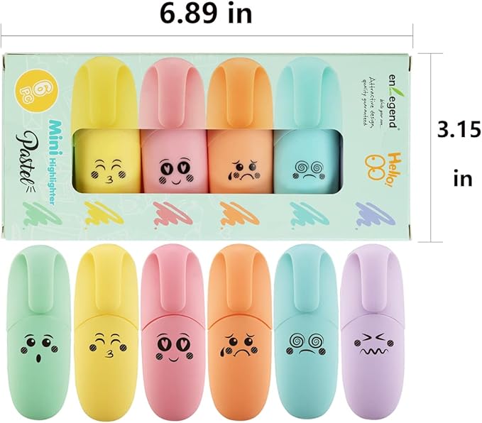 12 pieces Kawaii School Supplies Assorted Colors Cute Mini Highlighters Kawaii Design Gift Highlighter Marker Pen