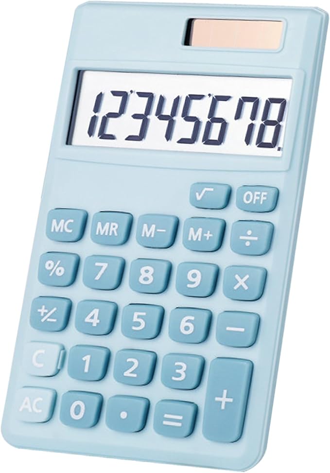 Basic Calculator, Desktop Cute Pocket Size Mini Calculators for School, Office, Home (Light Blue)