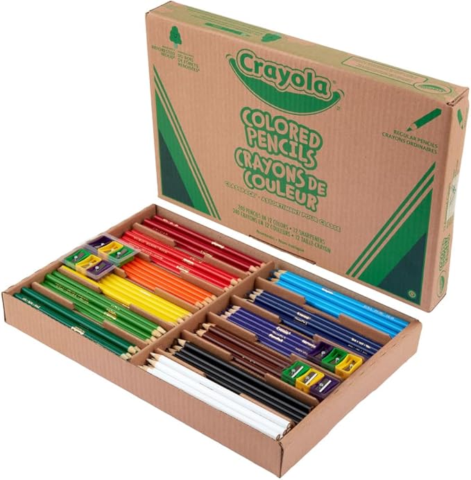 Crayola Colored Pencils Classpack (240ct), Must Have Teacher Supplies, Bulk Colored Pencils for School Classrooms, 12 Colors, Back to School Essentials