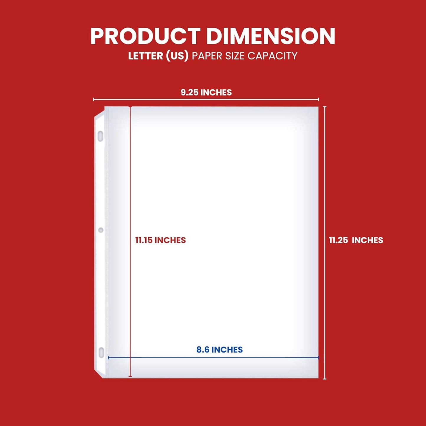 Office Werks 100 Sheet Protectors, Heavy Duty 8.5 X 11 Inch Clear Page for 3 Ring Binder, Plastic Sheet Sleeves, Durable Top Loading Paper Protector with Reinforced Holes Archival Safe