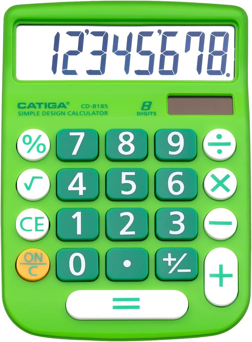 CATIGA Desktop Calculator 8 Digit with Solar Power and Easy to Read LCD Display, Big Buttons, for Home, Office, School, Class and Business, 4 Function Small Basic Calculators for Desk, CD-8185