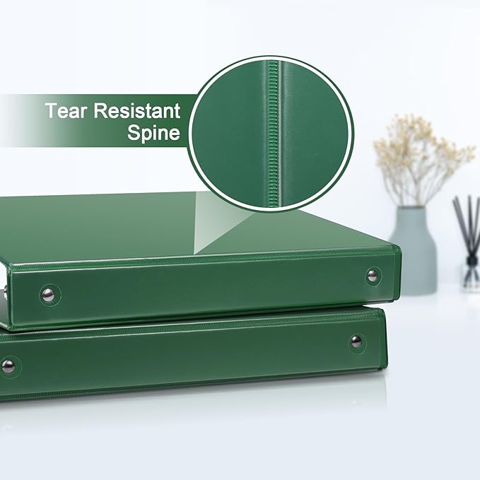 COMIX 3 Ring Binder 1 inch with Clear View Cover, 1" View Binder Holds 200 Sheets of US Letter Size Paper, 6 Pack (Green)