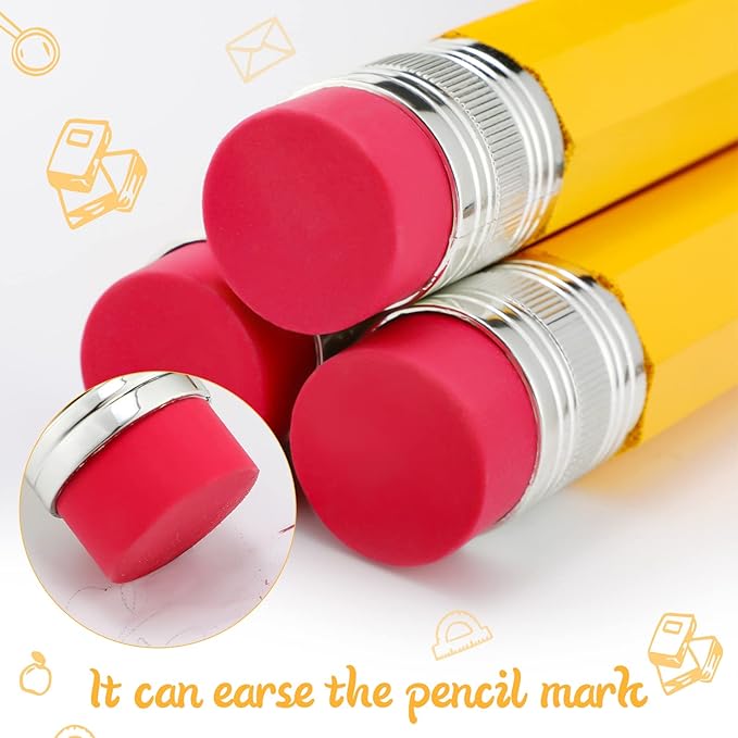 Leinuosen 6 Pcs Wooden Jumbo Pencils for Prop Gift Decor 14 Inch Giant Big Large Funny Novelty Comically Yellow Pencil with Eraser for School Office Party Favors