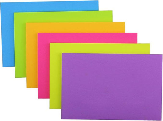 Sticky Notes 4x6, 6 Color Bright Colorful Sticky Pad, 6 Pads/Pack, 45 Sheets/Pad, Self-Sticky Note Pads