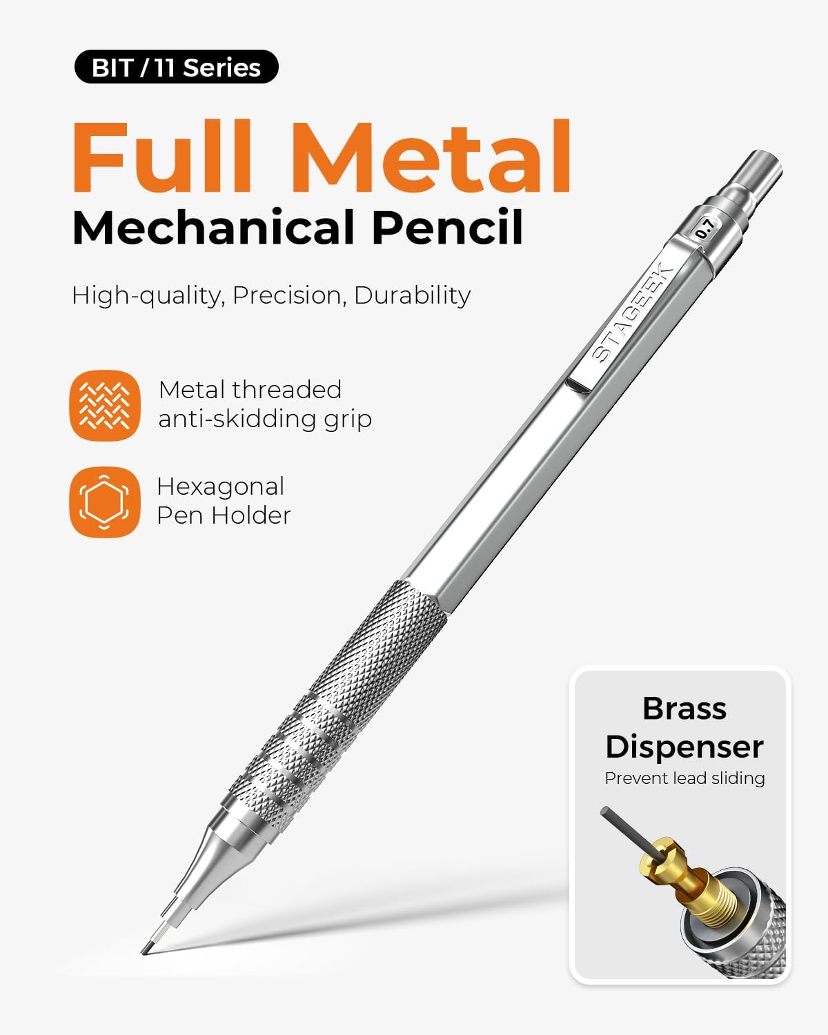 30PCS Silver Metal Mechanical Pencil Set in Leather Case, 0.5/0.7/0.9/2.0mm Art Drafting Pencils with 16 Tubes Graphite Leads (6B 4B 2B HB 2H 4H) & Colored Refills for Sketching, Drawing, Writing