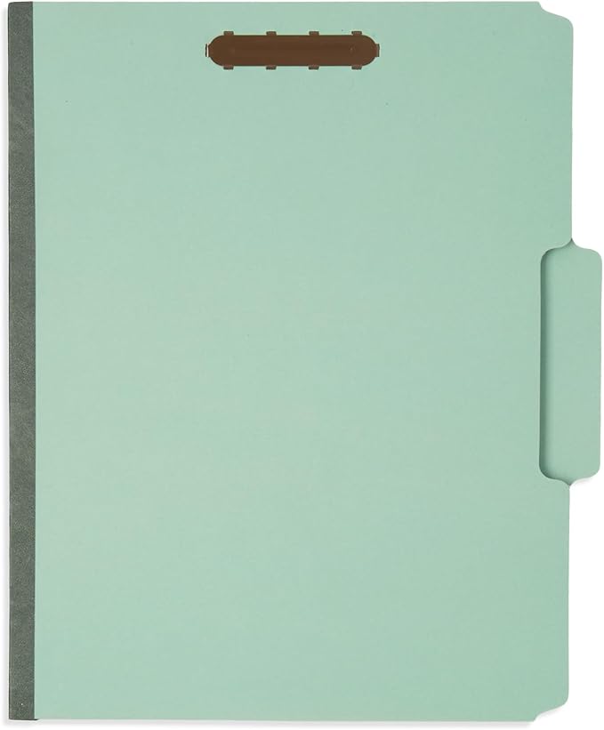 Blue Summit Pressboard File Folder, 1 Inch Expansion Pressboard Folders Letter Size, Pressboard Folders with Fasteners, Gray/Green – 25 Pack